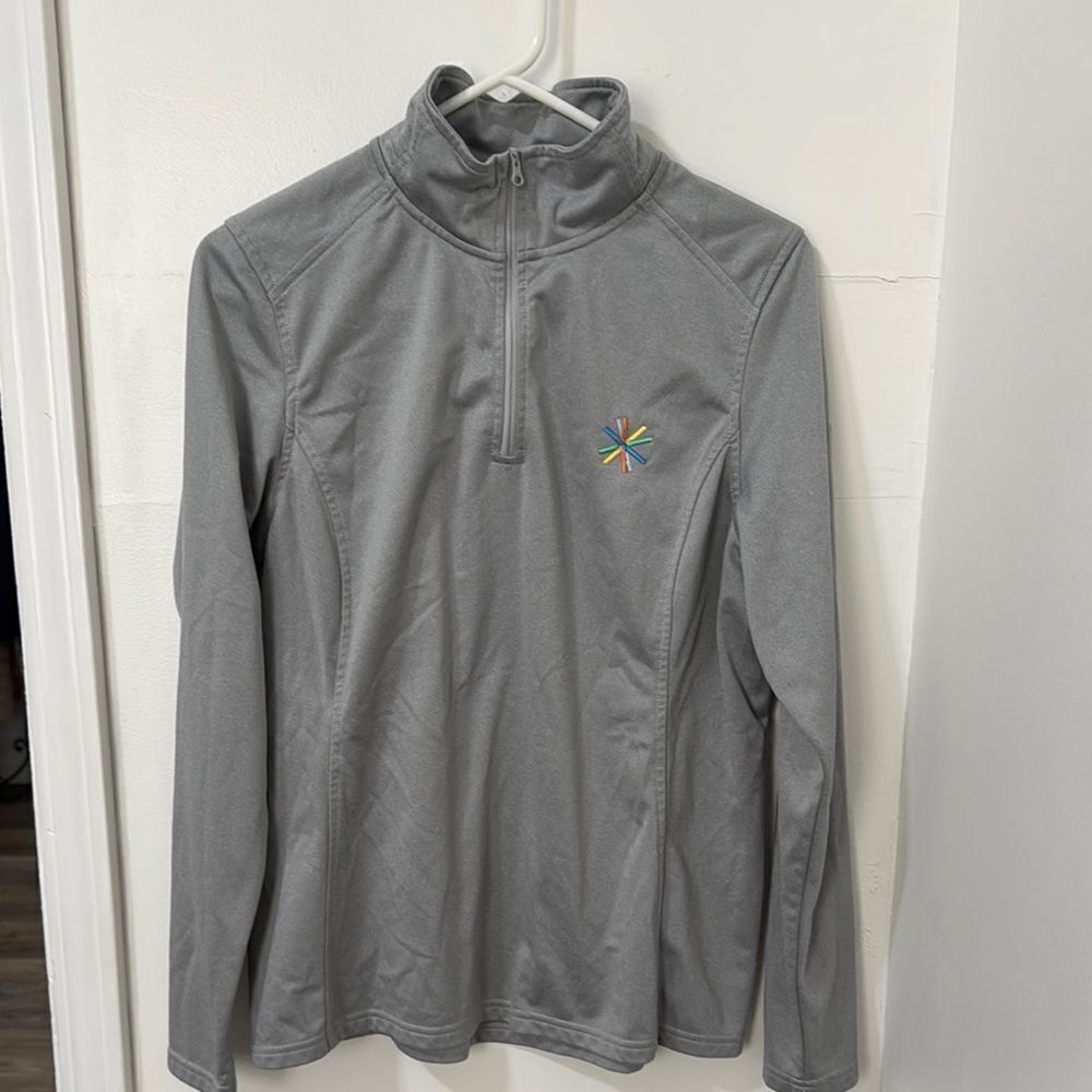 The North Face Gray Quarter-Zip Pullover with Colorful Logo